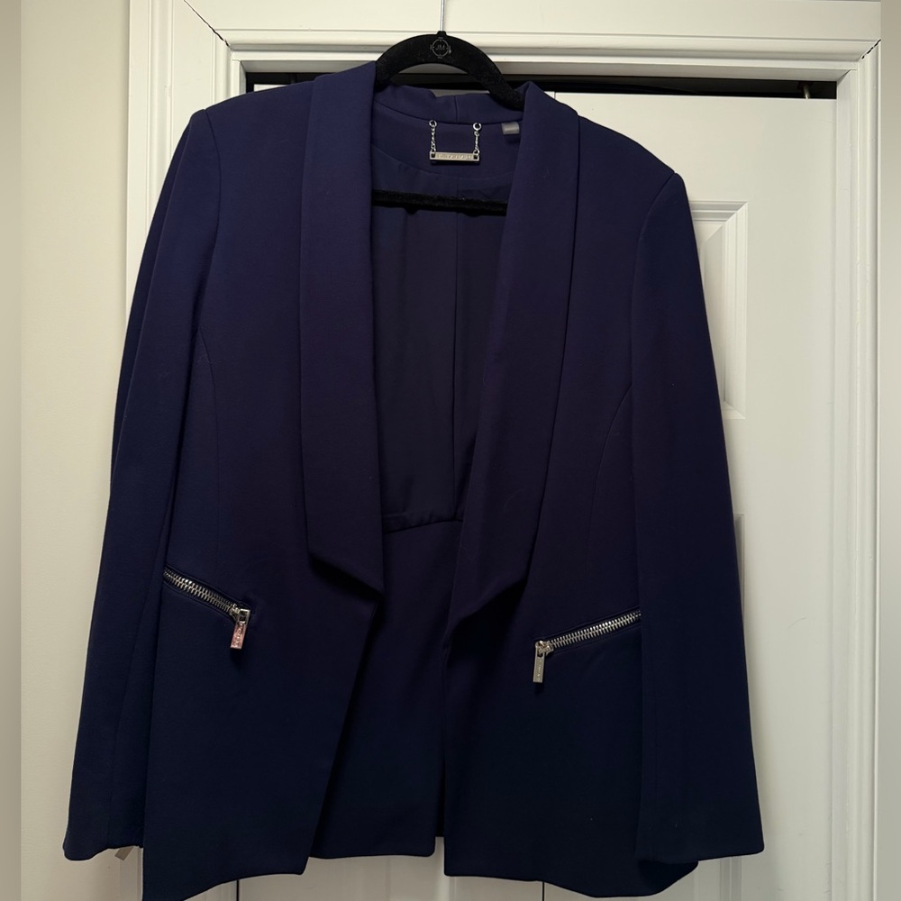 T Tahari Open-Front Zip-Detail Blazer
